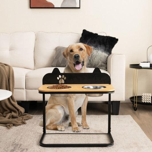 Dog Bowl Stand with 2 Stainless Steel Food Water Bowls at Set Shop and Smile