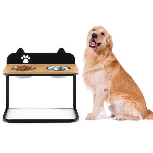 Dog Bowl Stand with 2 Stainless Steel Food Water Bowls at Set Shop and Smile