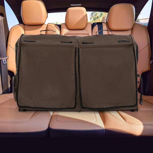 Double Compartment Pet Carrier with 2 Removable Hammocks-Brown at Set Shop and Smile