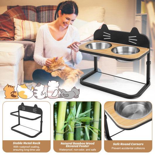 Elevated Pet Feeder with 2 Stainless Steel Bowls for Cats and Small and Medium Dogs at Set Shop and Smile
