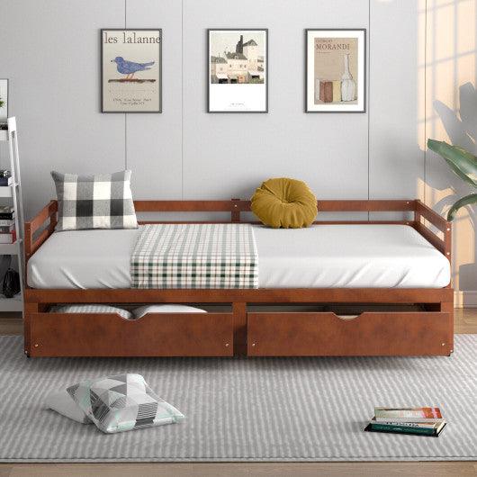 Extendable Twin to King Daybed with Trundle and 2 Storage Drawers at Set Shop and Smile