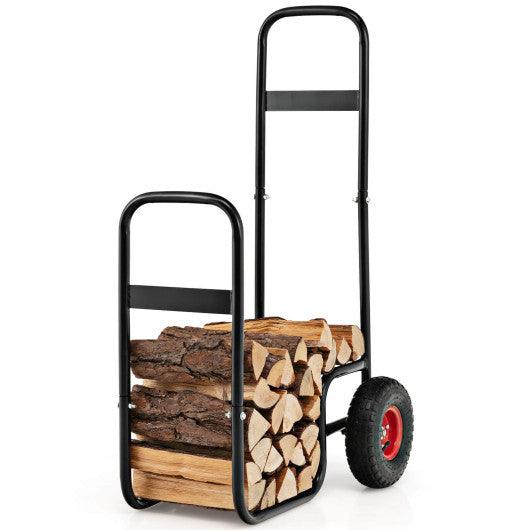 Firewood Log Cart Carrier with Wear-Resistant and Shockproof Rubber Wheels at Set Shop and Smile