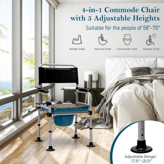 4-in-1 Folding Bedside Commode Chair with Detachable Bucket and Towel Holder at Set Shop and Smile