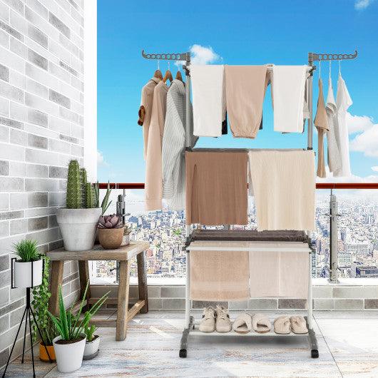 4-tier Clothes Drying Rack with Rotatable Side Wings and Collapsible Shelves-Gray at Set Shop and Smile