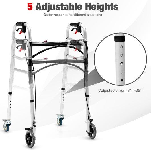 Height Adjustable Aluminum Walker with Rolling Wheels and Brakes at Set Shop and Smile