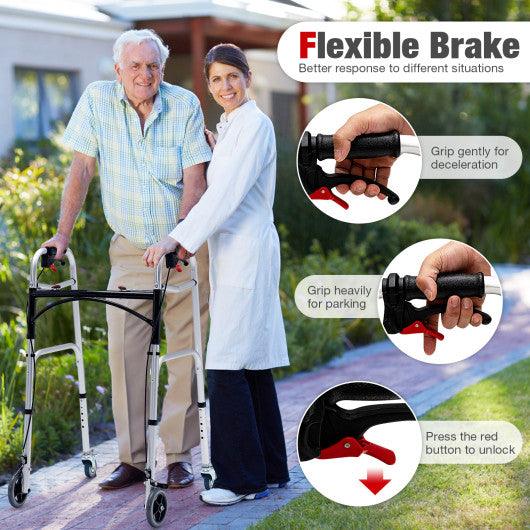 Height Adjustable Aluminum Walker with Rolling Wheels and Brakes at Set Shop and Smile