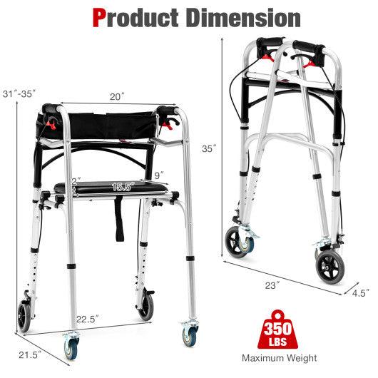 Height Adjustable Aluminum Walker with Rolling Wheels and Brakes at Set Shop and Smile