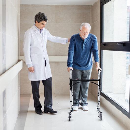 Height Adjustable Aluminum Walker with Rolling Wheels and Brakes at Set Shop and Smile