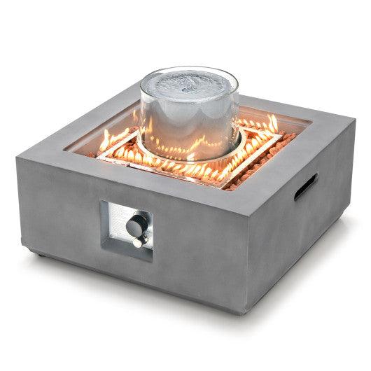 28 Inch 50000 BTU Patio Square Propane Fire Pit with PVC Cover-Gray at Set Shop and Smile