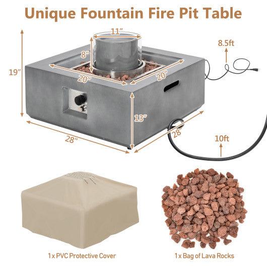 28 Inch 50000 BTU Patio Square Propane Fire Pit with PVC Cover-Gray at Set Shop and Smile