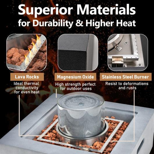 28 Inch 50000 BTU Patio Square Propane Fire Pit with PVC Cover-Gray at Set Shop and Smile