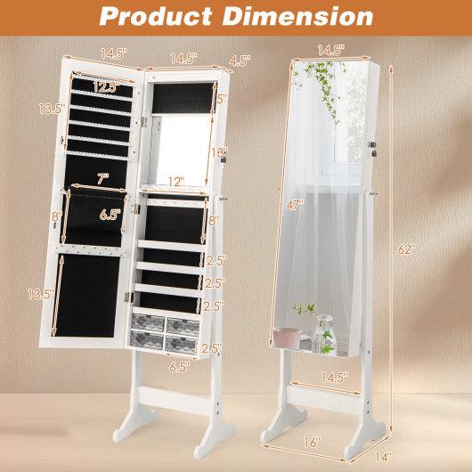 Free Standing Full Length Jewelry Armoire with Lights-White at Set Shop and Smile
