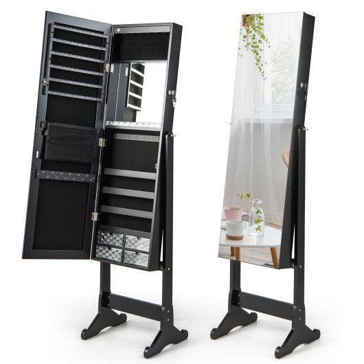 Free Standing Full Length Jewelry Armoire with Lights-Black at Set Shop and Smile