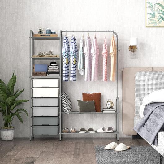 Free Standing Closet Organizer with Removable Drawers and Shelves-Gray at Set Shop and Smile