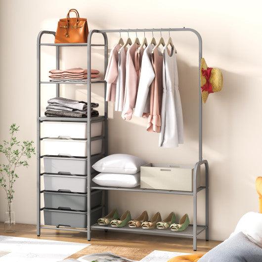 Free Standing Closet Organizer with Removable Drawers and Shelves-Gray at Set Shop and Smile