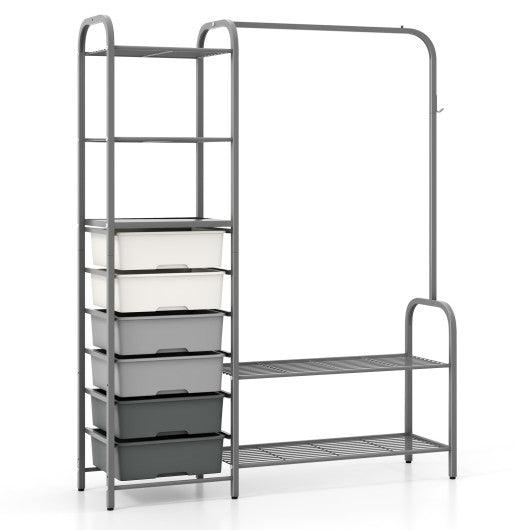 Free Standing Closet Organizer with Removable Drawers and Shelves-Gray at Set Shop and Smile