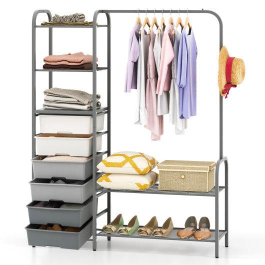 Free Standing Closet Organizer with Removable Drawers and Shelves-Gray at Set Shop and Smile
