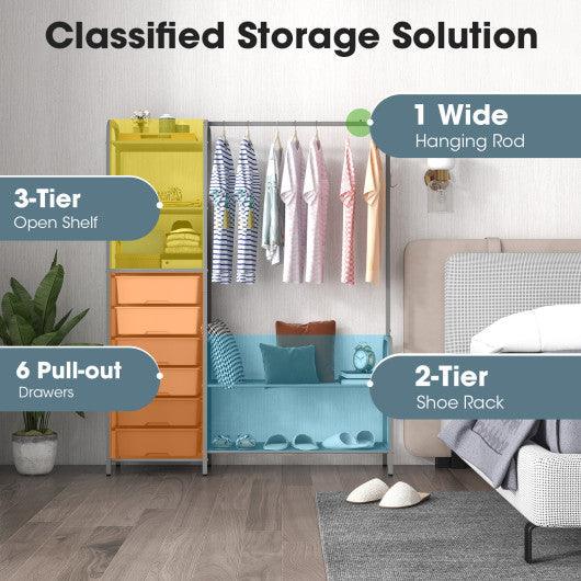 Free Standing Closet Organizer with Removable Drawers and Shelves-Gray at Set Shop and Smile