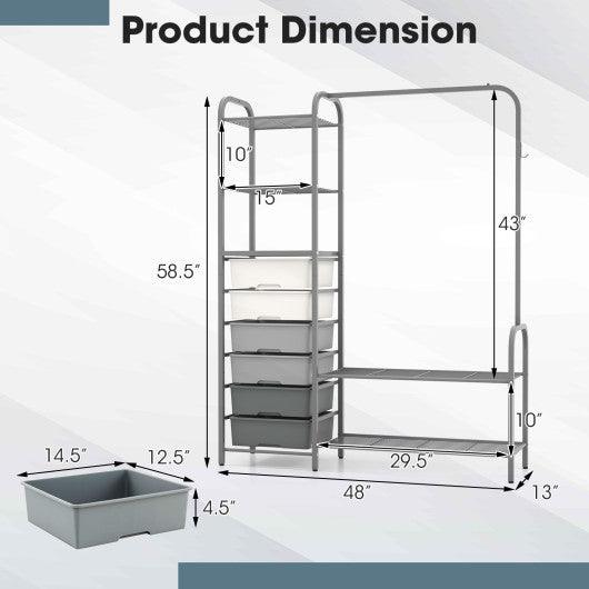 Free Standing Closet Organizer with Removable Drawers and Shelves-Gray at Set Shop and Smile