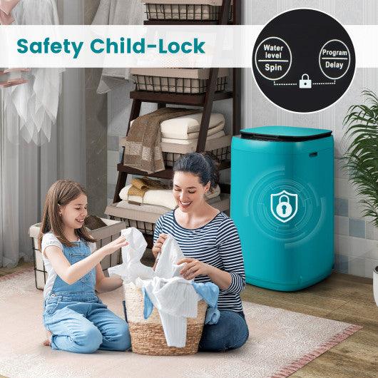 7.7 lbs Full-Automatic Washing Machine with 10 Washing Programs-Blue at Set Shop and Smile