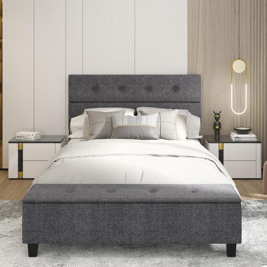Twin/Full/Queen Upholstered Bed Frame with Ottoman Storage-Full Size at Set Shop and Smile