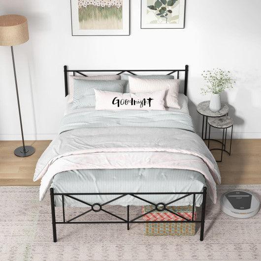 Full/Queen Size Metal Platform Bed Frame with Headboard and Footboard-Full Size at Set Shop and Smile