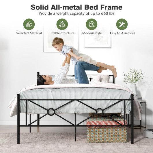 Full/Queen Size Metal Platform Bed Frame with Headboard and Footboard-Full Size at Set Shop and Smile