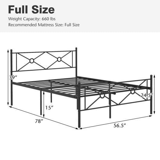 Full/Queen Size Metal Platform Bed Frame with Headboard and Footboard-Full Size at Set Shop and Smile
