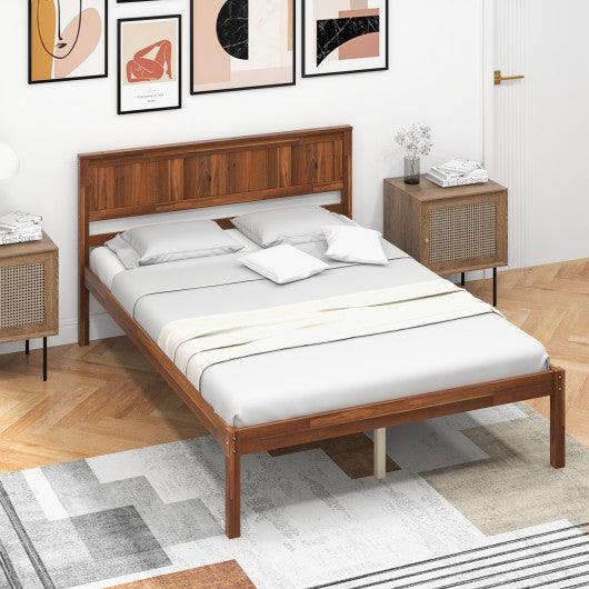 Twin/Full/Queen Size Bed Frame with Wooden Headboard and Slat Support-Full Size at Set Shop and Smile