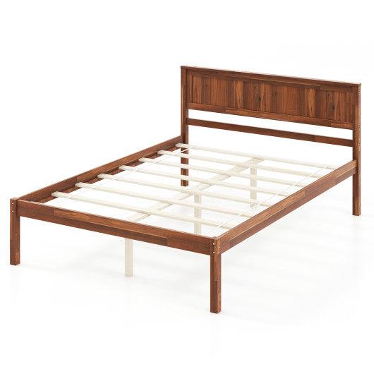Twin/Full/Queen Size Bed Frame with Wooden Headboard and Slat Support-Full Size at Set Shop and Smile