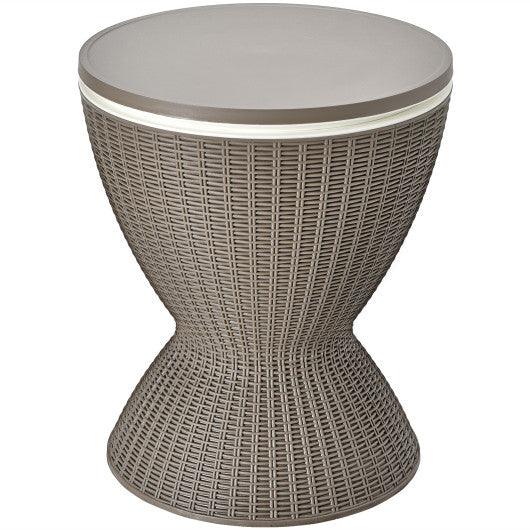 3 in 1 8 Gallon Patio Rattan Cooler Bar Table with Adjust Ice Bucket-Brown at Set Shop and Smile