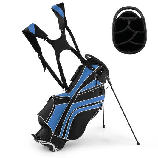 Golf Stand Cart Bag with 6-Way Divider Carry Pockets-Blue at Set Shop and Smile