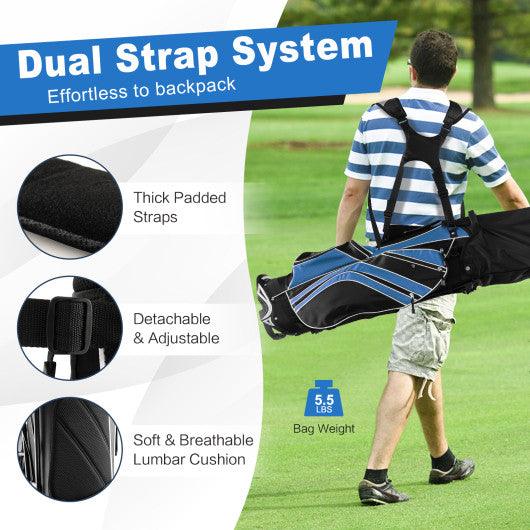 Golf Stand Cart Bag with 6-Way Divider Carry Pockets-Blue at Set Shop and Smile