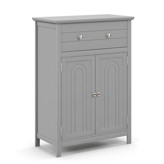 Wooden Bathroom Floor Cabinet with Drawer and Adjustable Shelf-Gray at Set Shop and Smile