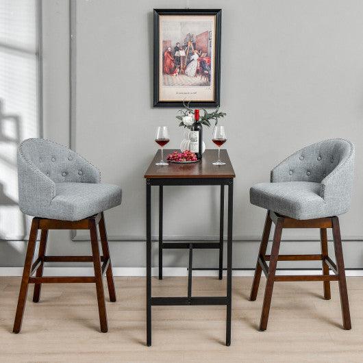 Set of 2 Swivel Bar Stools with Rubber Wood Legs and Padded Back-Gray at Set Shop and Smile