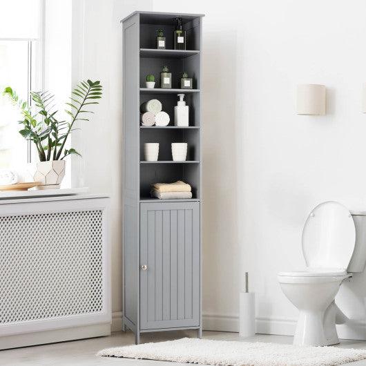 72 Inches Free Standing Tall Floor Bathroom Storage Cabinet-Gray at Set Shop and Smile