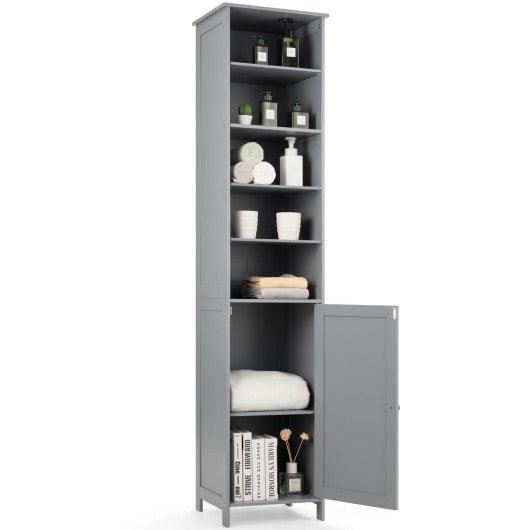 72 Inches Free Standing Tall Floor Bathroom Storage Cabinet-Gray at Set Shop and Smile