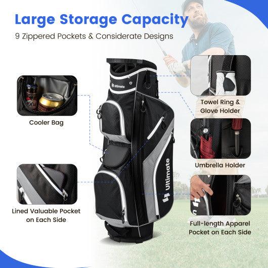 Golf Cart Bag with 14 Way Top Dividers-Gray at Set Shop and Smile