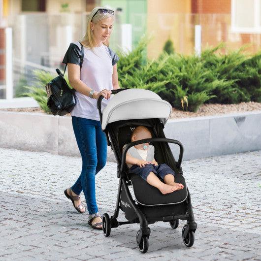 One-Hand Folding Portable Lightweight Baby Stroller with Aluminum Frame-Gray at Set Shop and Smile