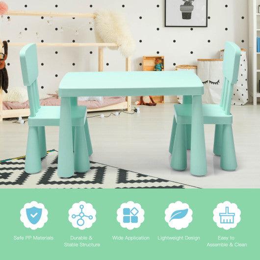 3 Pieces Toddler Multi Activity Play Dining Study Kids Table and Chair Set-Green at Set Shop and Smile