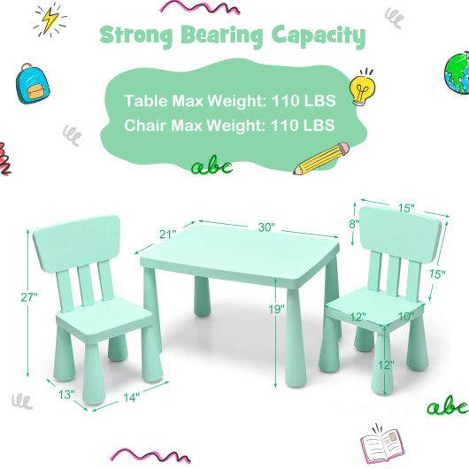 3 Pieces Toddler Multi Activity Play Dining Study Kids Table and Chair Set-Green at Set Shop and Smile