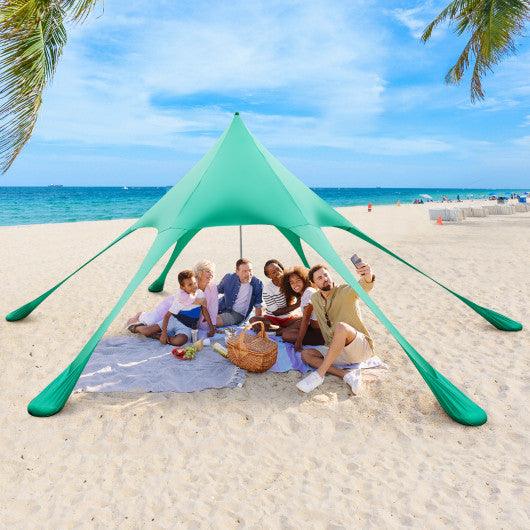 20 x 20 Feet Beach Canopy Tent with UPF50+ Sun Protection and Shovel-Green at Set Shop and Smile
