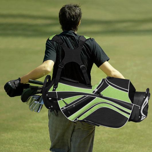 Golf Stand Cart Bag with 6-Way Divider Carry Pockets-Green at Set Shop and Smile