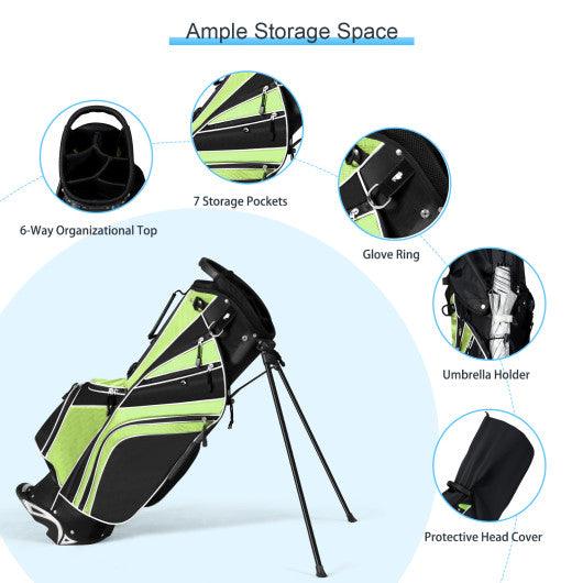 Golf Stand Cart Bag with 6-Way Divider Carry Pockets-Green at Set Shop and Smile