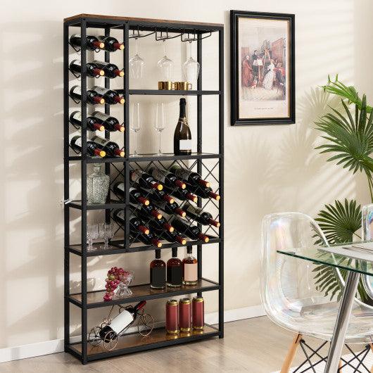 Industrial Floor Wine Rack with 3 Rows of Stemware Racks at Set Shop and Smile