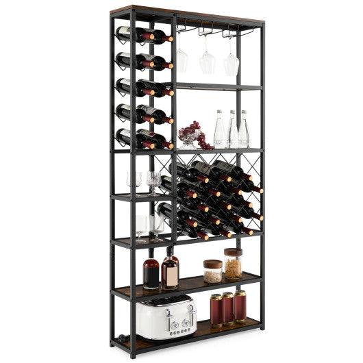 Industrial Floor Wine Rack with 3 Rows of Stemware Racks at Set Shop and Smile