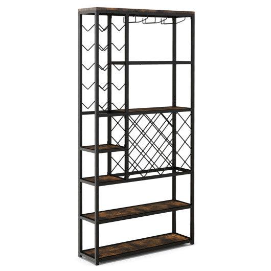 Industrial Floor Wine Rack with 3 Rows of Stemware Racks at Set Shop and Smile
