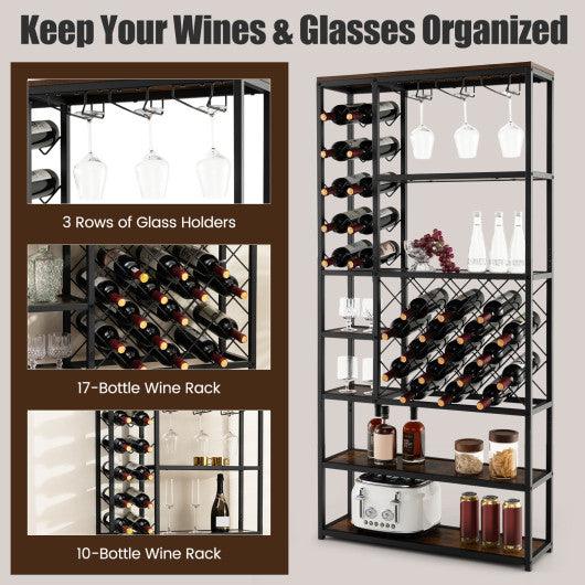 Industrial Floor Wine Rack with 3 Rows of Stemware Racks at Set Shop and Smile