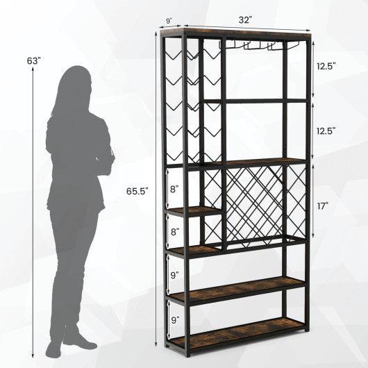 Industrial Floor Wine Rack with 3 Rows of Stemware Racks at Set Shop and Smile