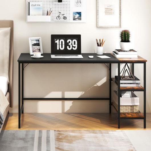 55" Modern Industrial Style Study Writing Desk with 2 Storage Shelves-Black at Set Shop and Smile